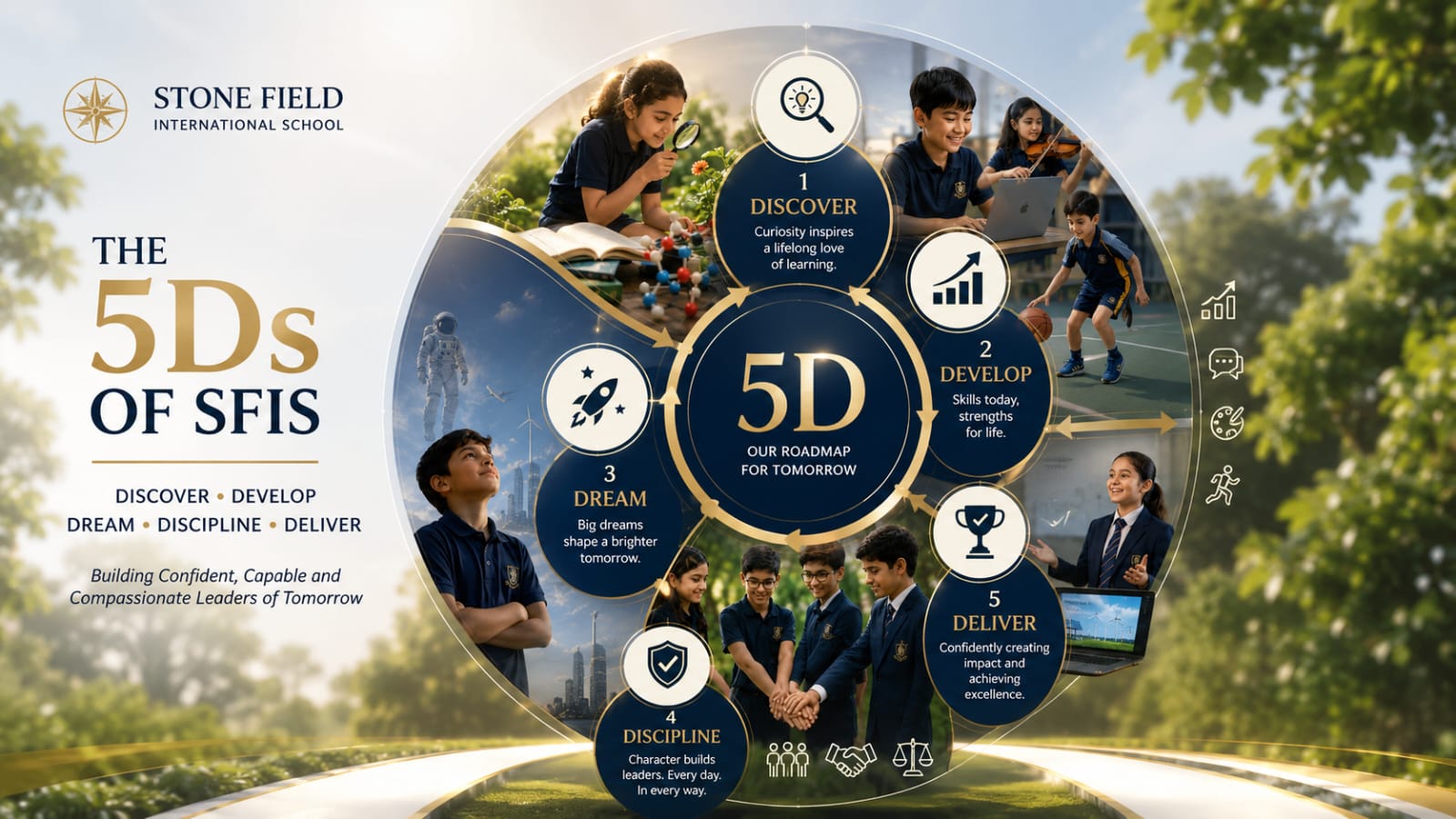 Stone Field 5D pathway: Discover, Develop, Dream, Discipline, Deliver