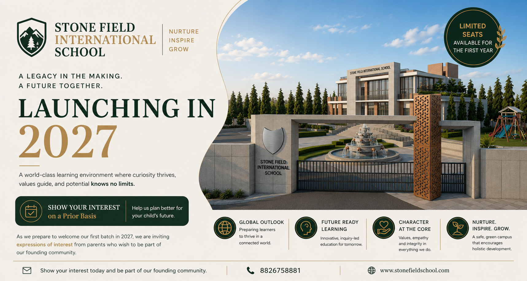 Stone Field International School admissions announcement